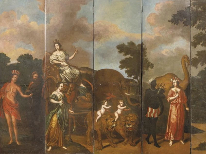1638 - Cornelis van Dalen II - Rappresentazione femminile della geografia. Dipinto originale di Govert Flinck